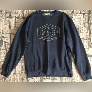 Iron & Resin Sweater Pullover Blue Men’s Large Made In USA